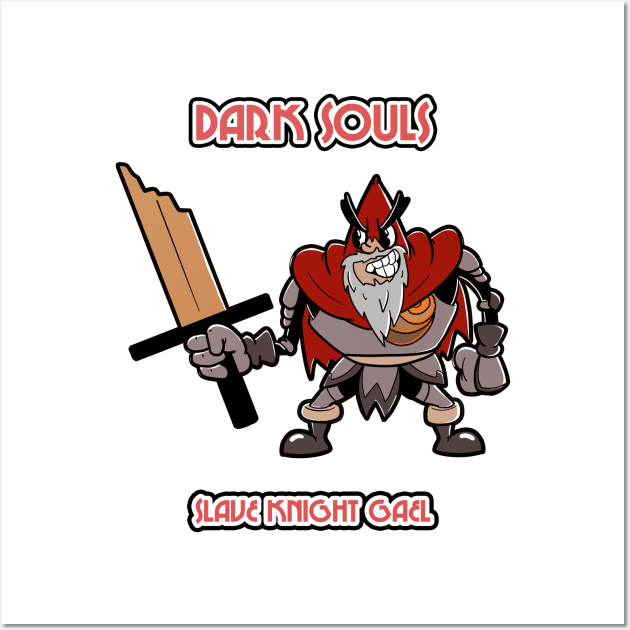 Slave Knight Gael in Cuphead Style! Wall Art by Mustakro